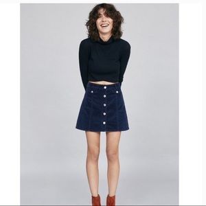 BDG navy corduroy button skirt
